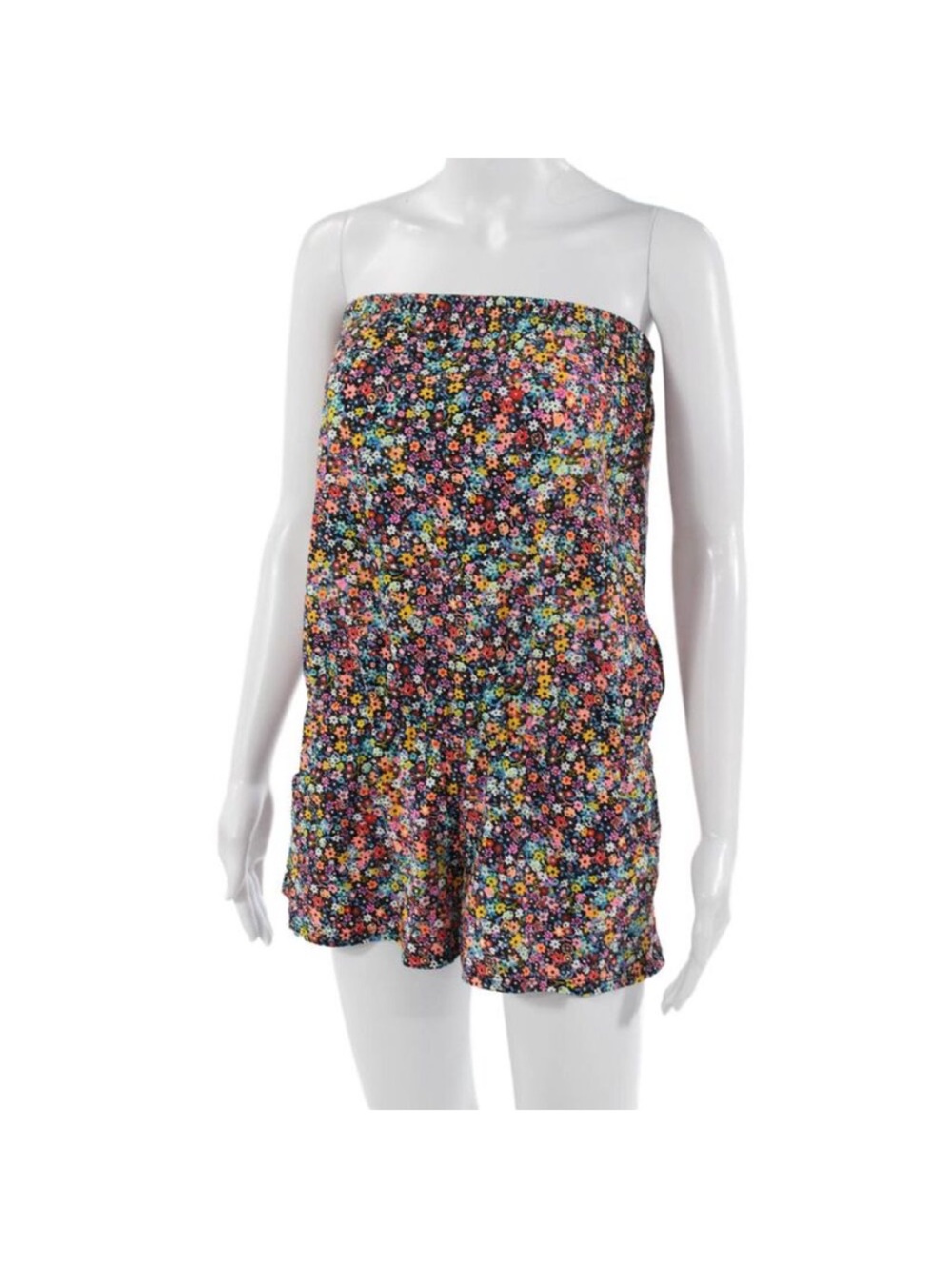 Shoshanna Floral Bandeau Swim Romper in Black Multicolor - Picture 2 of 12